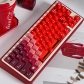 Red Flame Dragon Gradient 94+114 PBT Dye-subbed PC Crystal Semitransparent Backlit Cool Keycaps Set Screen Printing for Cherry MX Keyboard